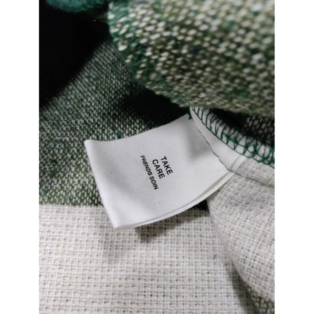 Avec Les Filles Green White Buffalo Plaid Wool Blend Shacket Overshirt - Picture 10 of 13